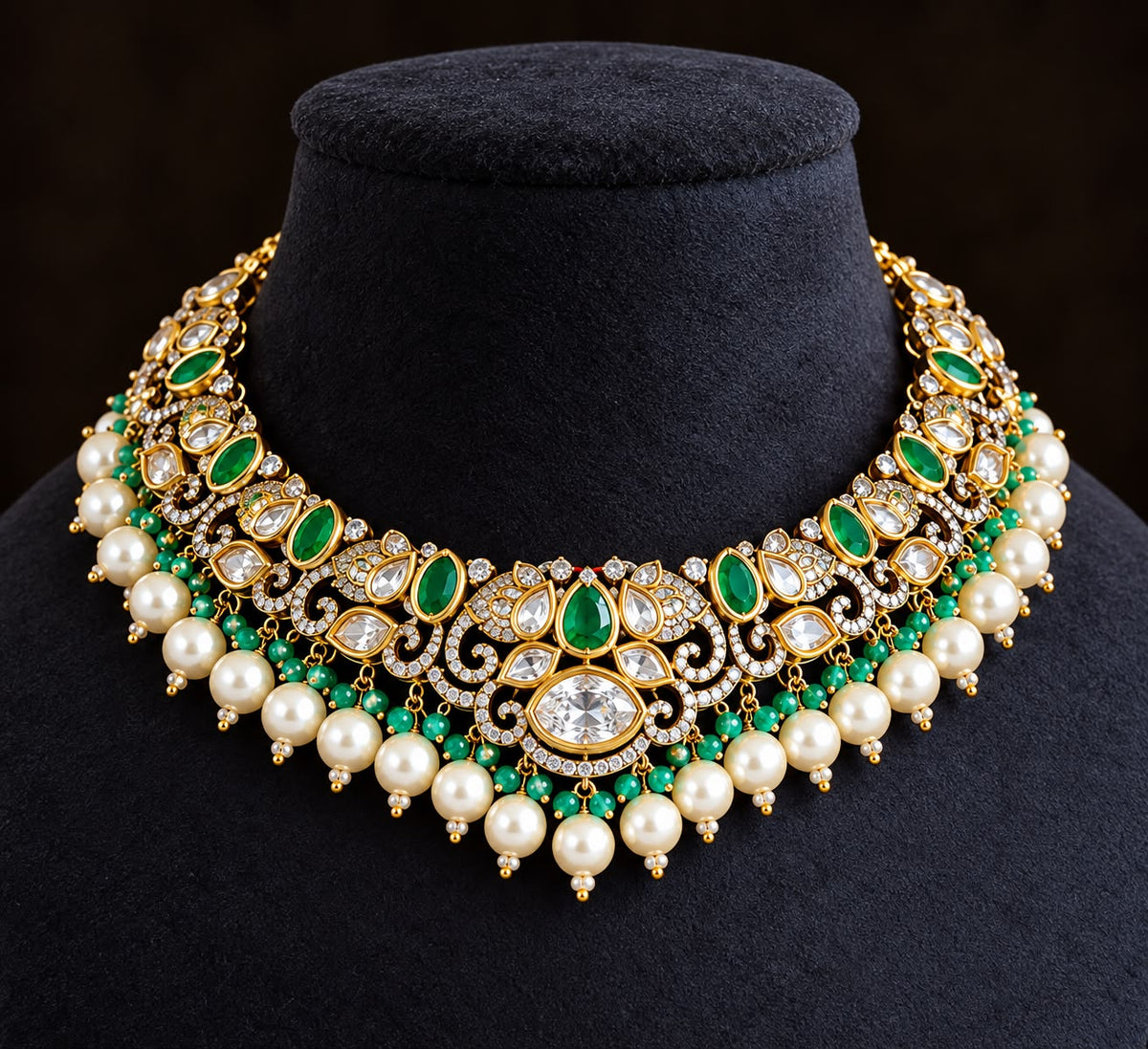 Noor-E-Panna Pure Moissanite Necklace Set