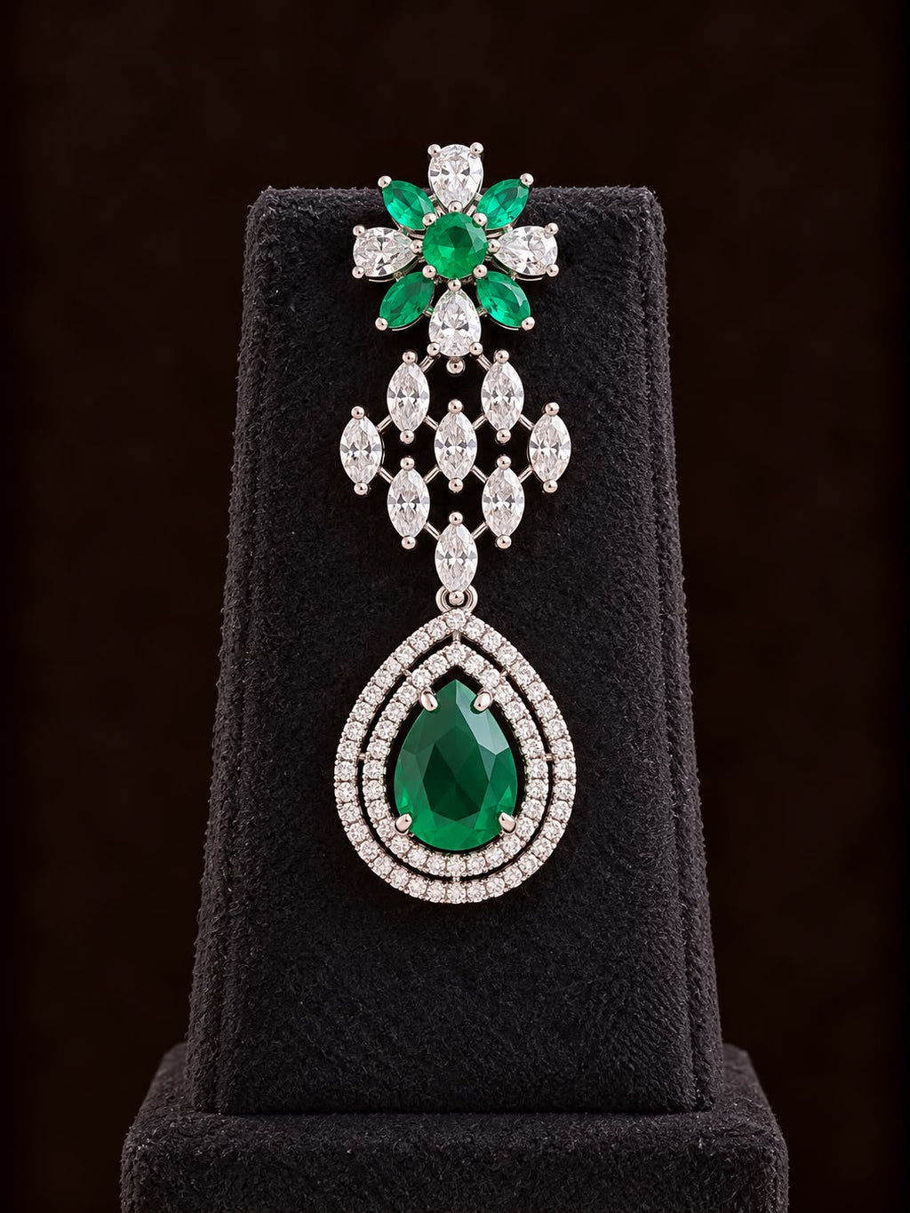 Geevani Emerald Cascade Empress Necklace Set