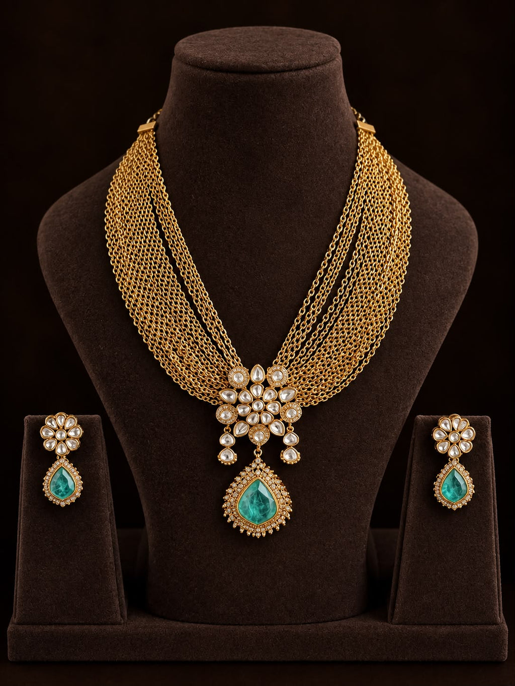 Mint green Noor moissanite necklace set