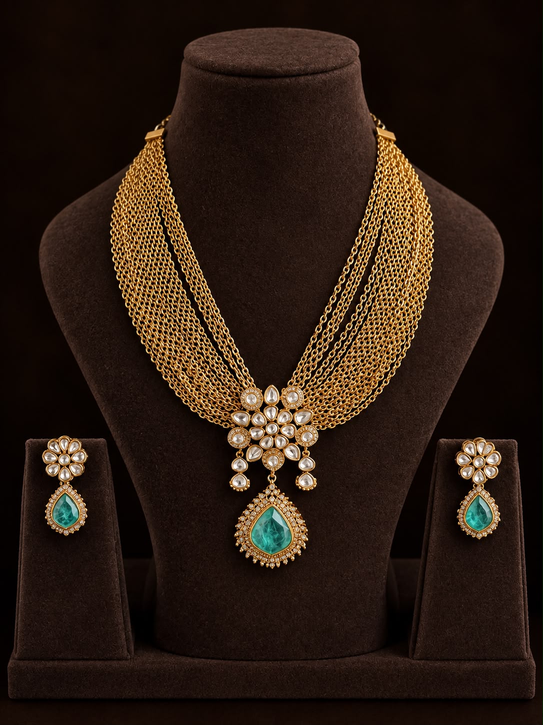 Mint green Noor moissanite necklace set