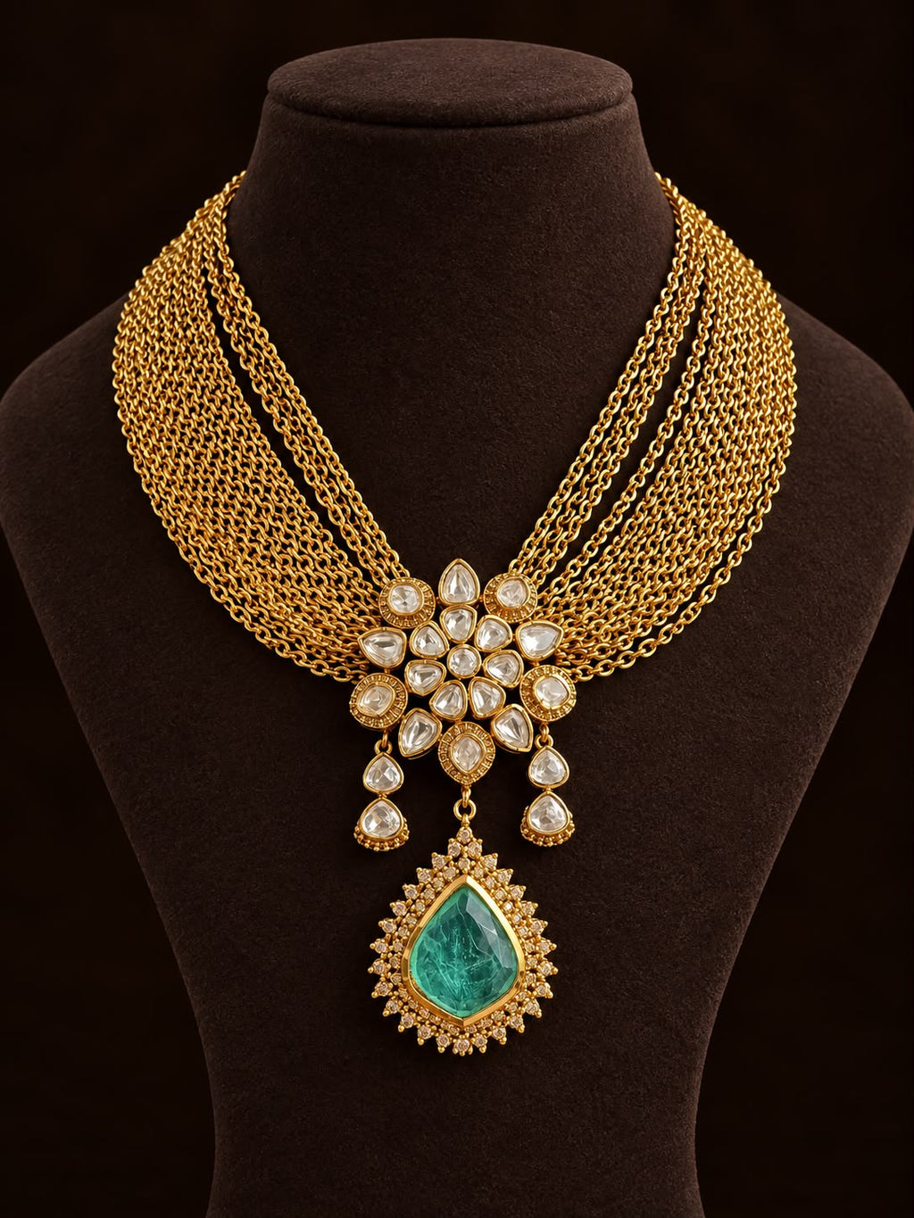 Mint green Noor moissanite necklace set