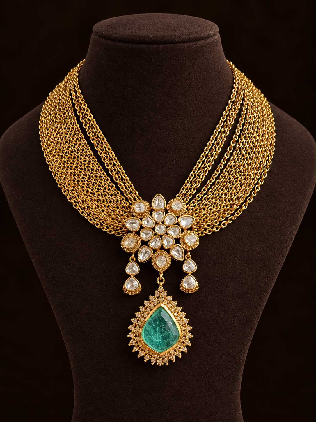 Mint green Noor moissanite necklace set