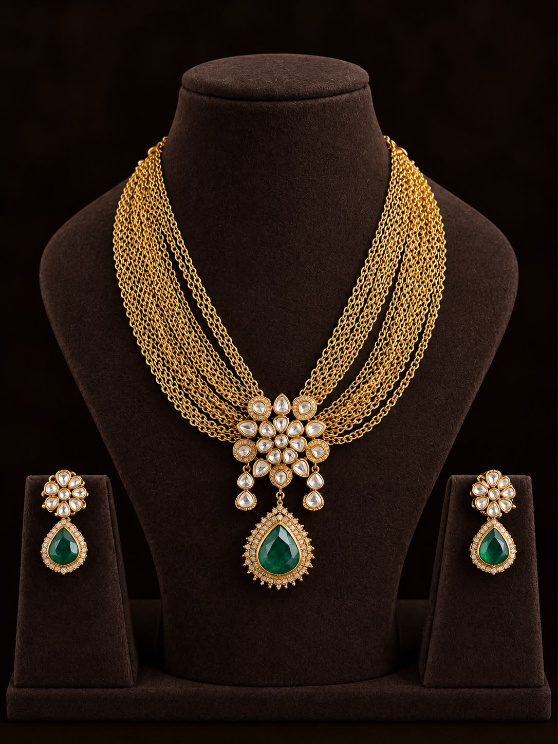 Emerald Noor Moissanite Necklace Set