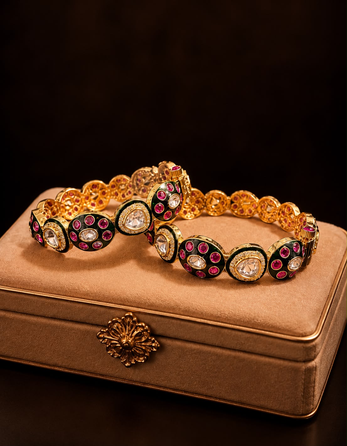 Meenakari Kundan Polki Openable Kadas